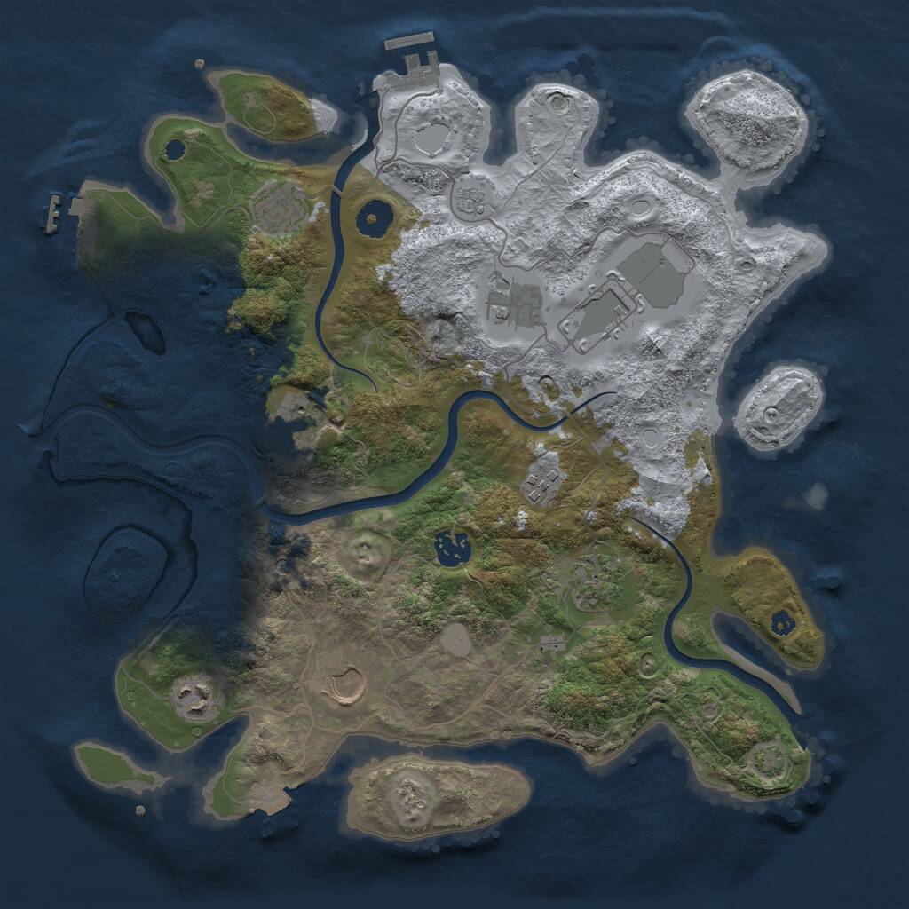Rust Map: Procedural Map, Size: 3700, Seed: 4350, 15 Monuments