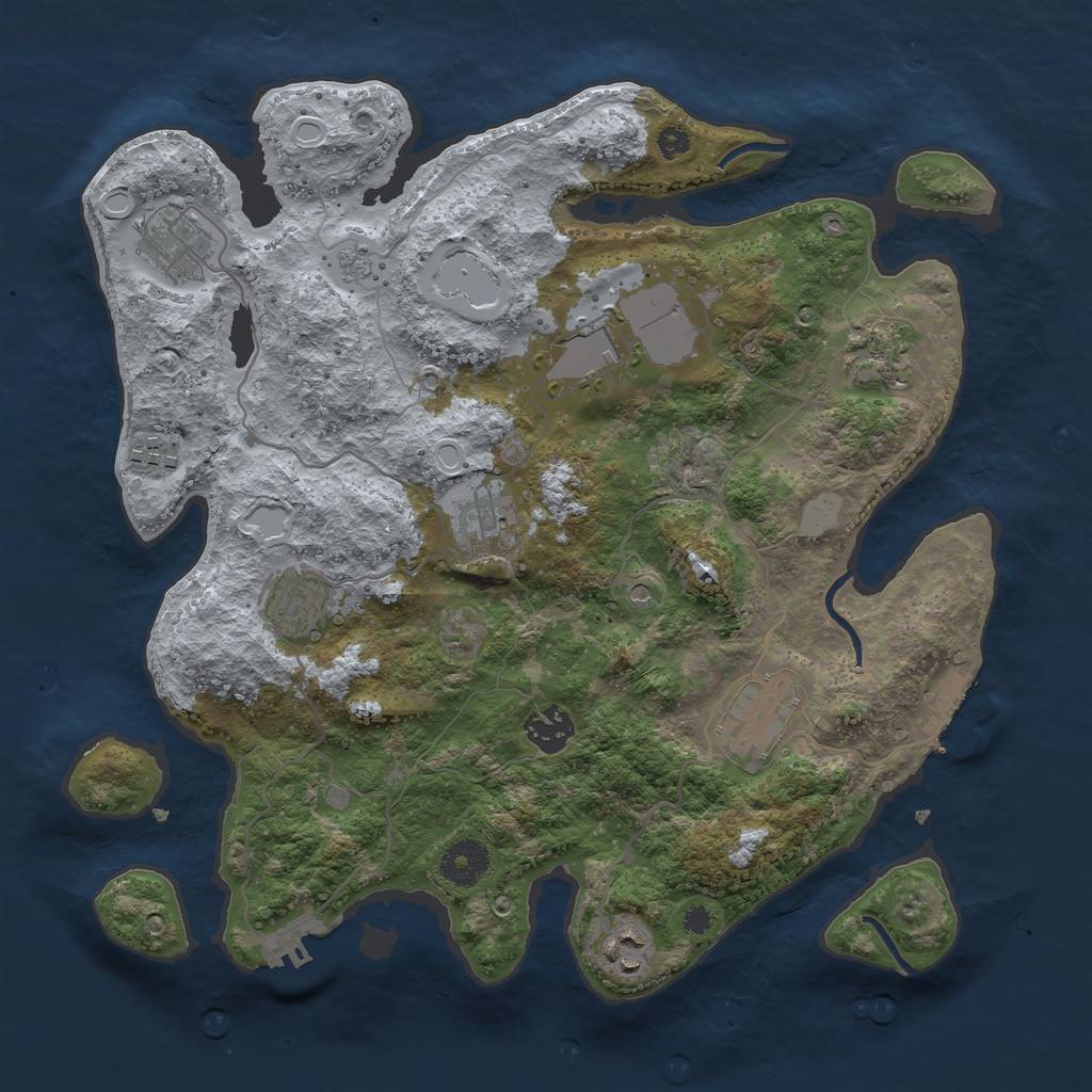 Rust Map: Procedural Map, Size: 3500, Seed: 234561, 16 Monuments