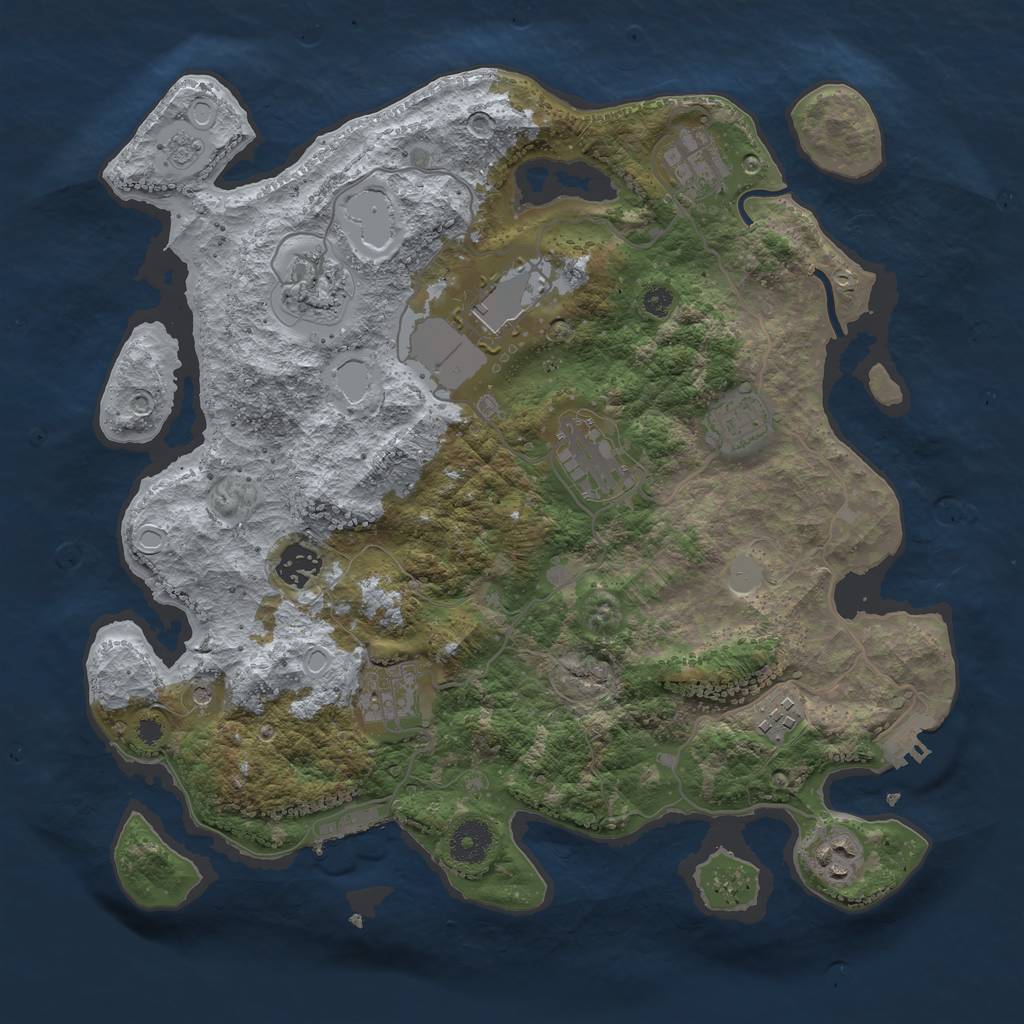 Rust Map: Procedural Map, Size: 3600, Seed: 74201, 16 Monuments
