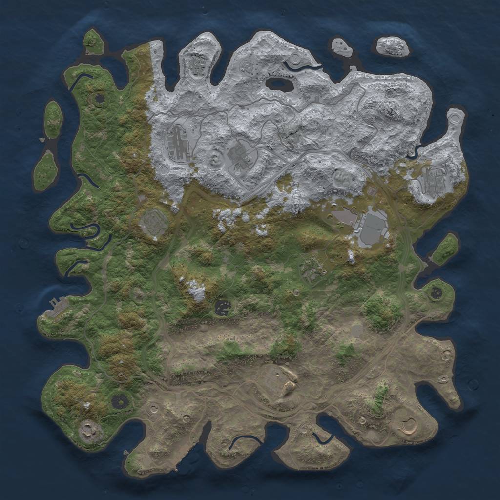 Rust Map: Procedural Map, Size: 4500, Seed: 861758942, 18 Monuments