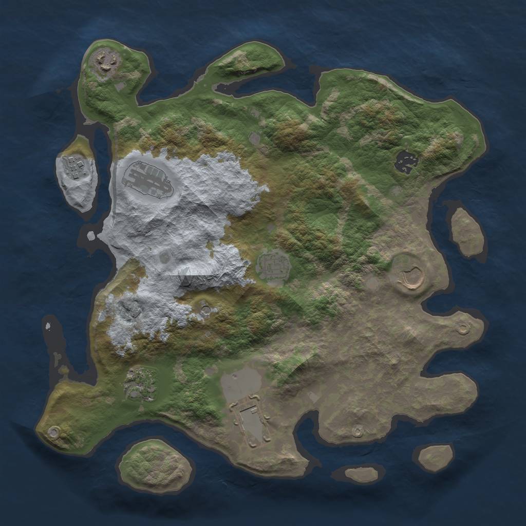 Rust Map: Barren, Size: 3500, Seed: 177920335, 11 Monuments