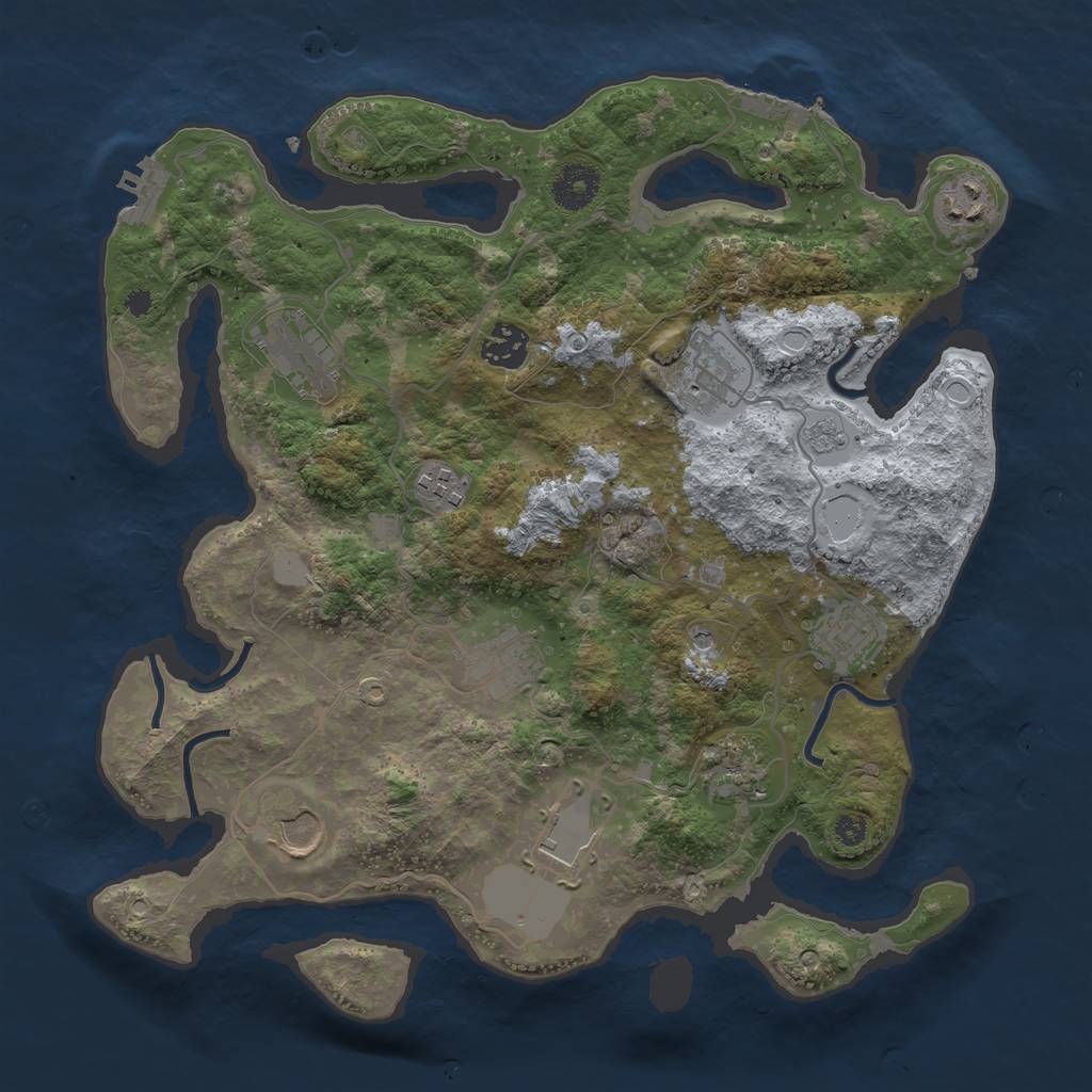 Rust Map: Procedural Map, Size: 3500, Seed: 1338440182, 17 Monuments