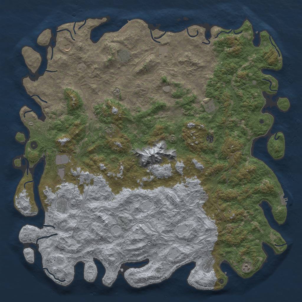 Rust Map: Procedural Map, Size: 6000, Seed: 1658654078, 18 Monuments