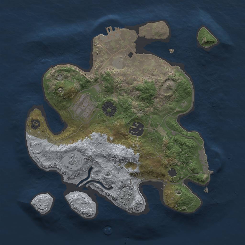 Rust Map: Procedural Map, Size: 2500, Seed: 1059368754, 9 Monuments