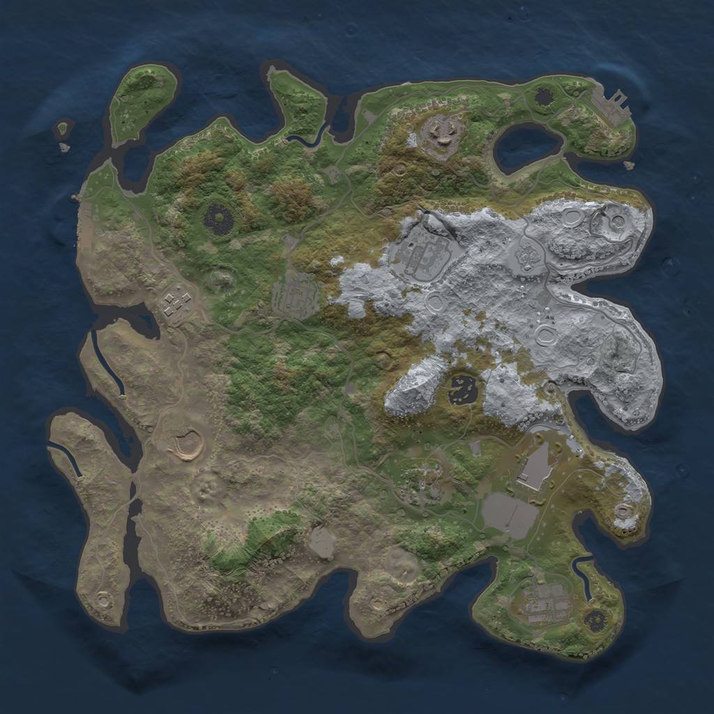 Rust Map: Procedural Map, Size: 3500, Seed: 573143093, 16 Monuments