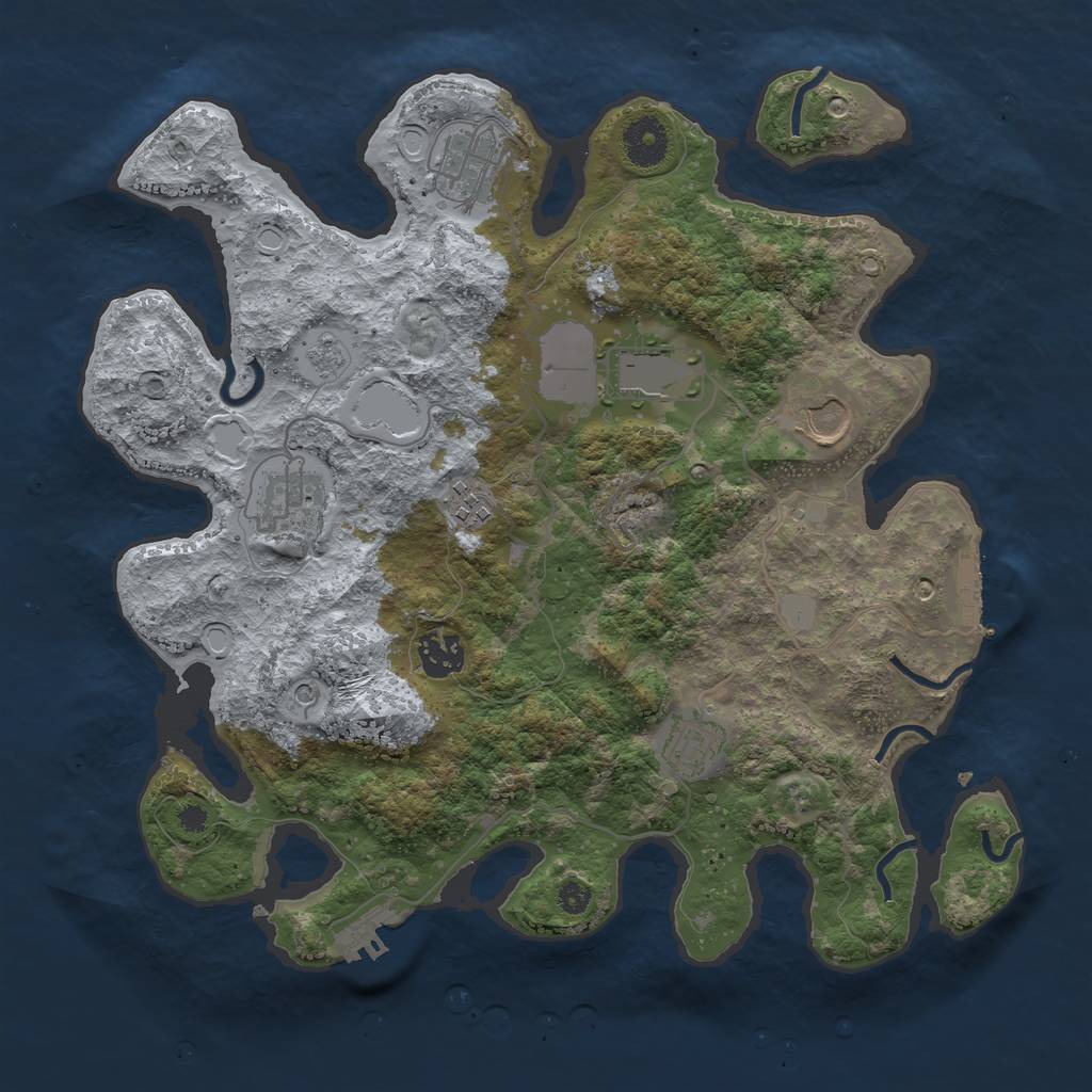 Rust Map: Procedural Map, Size: 3500, Seed: 3188987, 14 Monuments