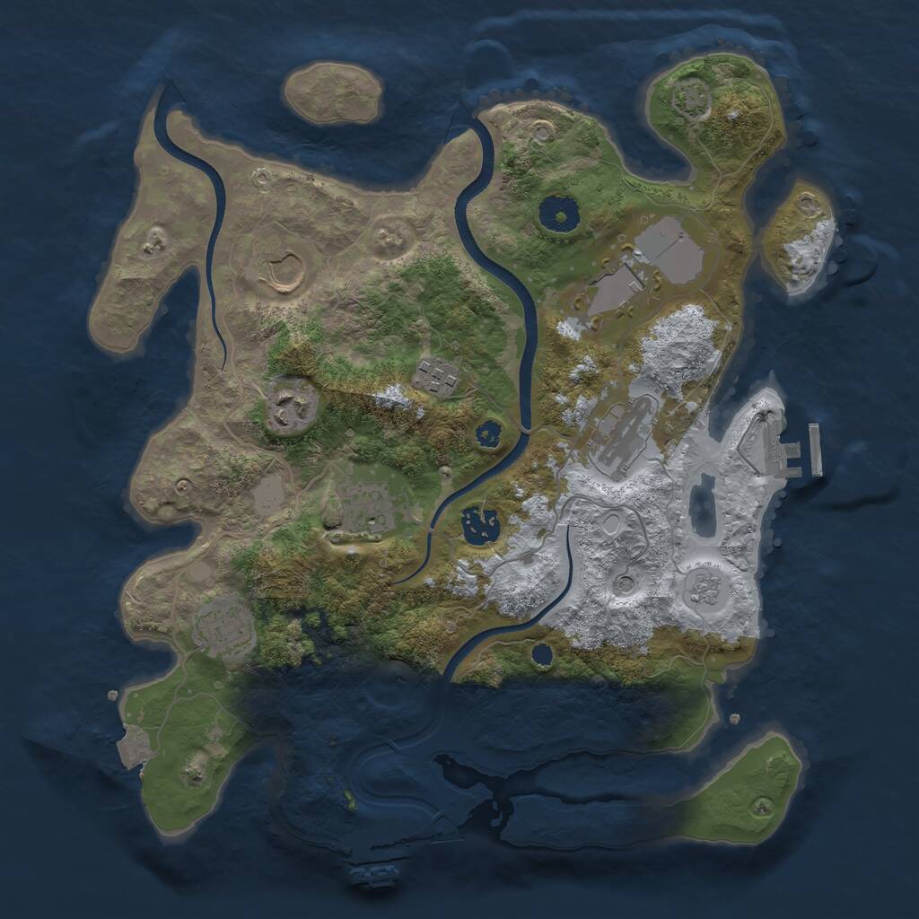 Rust Map: Procedural Map, Size: 3500, Seed: 1842225404, 14 Monuments