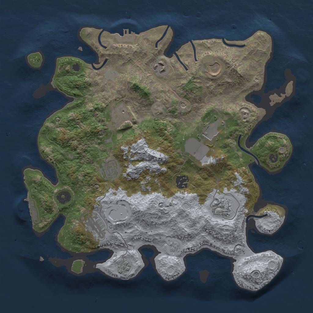 Rust Map: Procedural Map, Size: 3500, Seed: 888432237, 16 Monuments