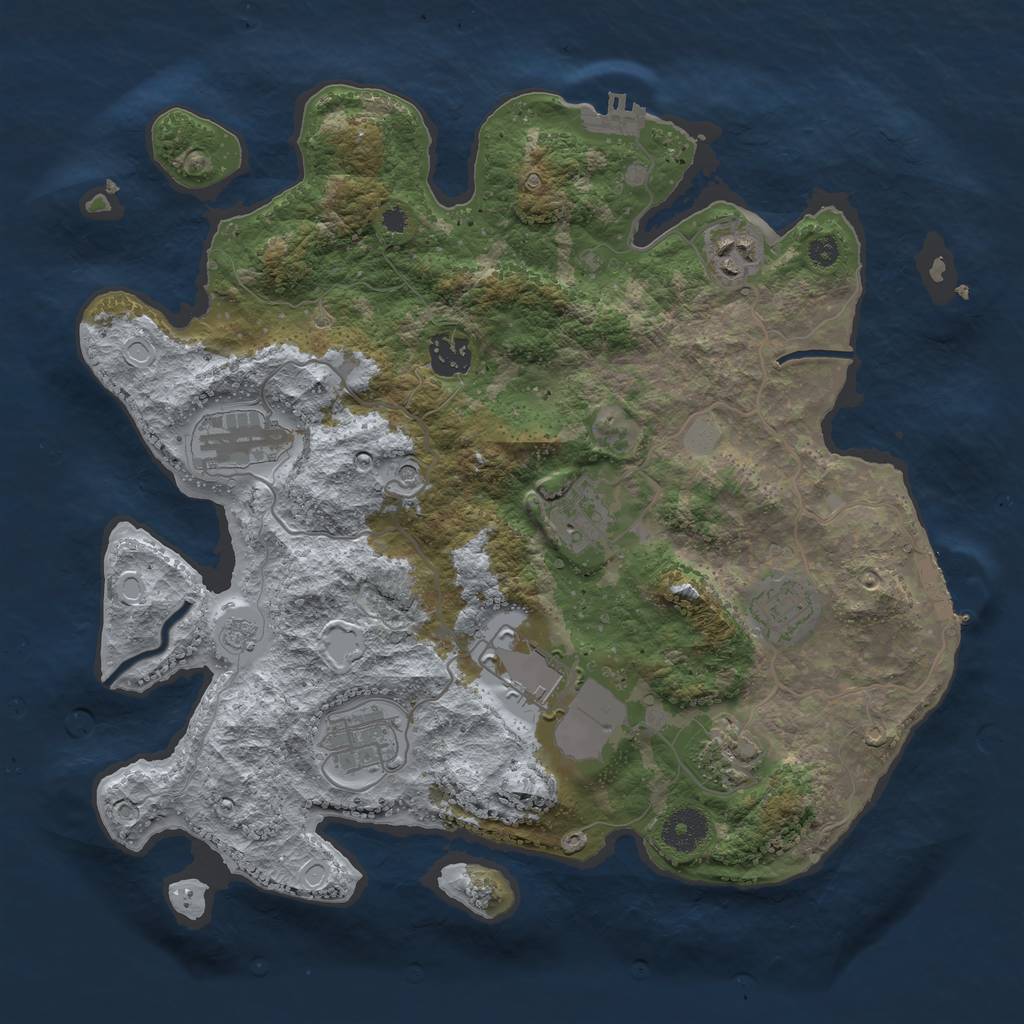 Rust Map: Procedural Map, Size: 3500, Seed: 1174517164, 15 Monuments