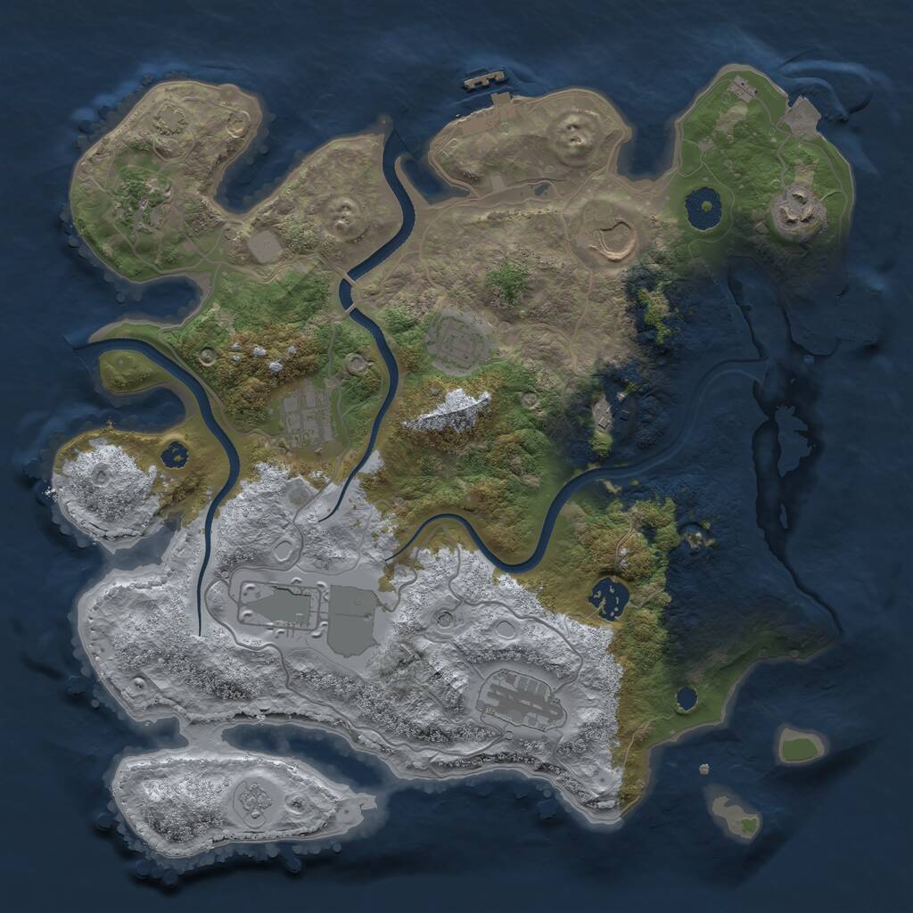 Rust Map: Procedural Map, Size: 3500, Seed: 1462214941, 15 Monuments