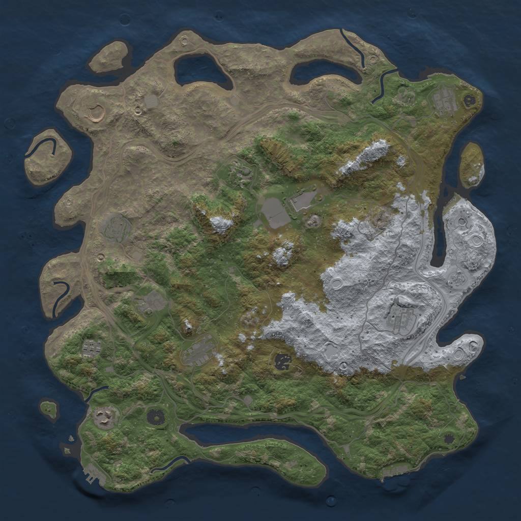 Rust Map: Procedural Map, Size: 4500, Seed: 329766000, 18 Monuments
