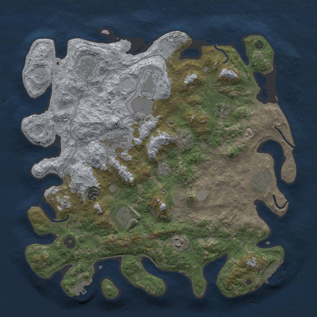 Rust Map: Procedural Map, Size: 4000, Seed: 183, 16 Monuments