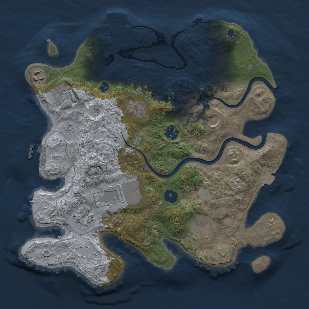 Rust Map: Procedural Map, Size: 3500, Seed: 1594801726, 15 Monuments
