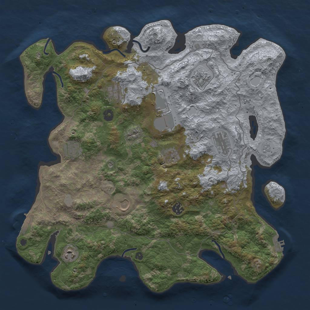 Rust Map: Procedural Map, Size: 4050, Seed: 2141994404, 16 Monuments
