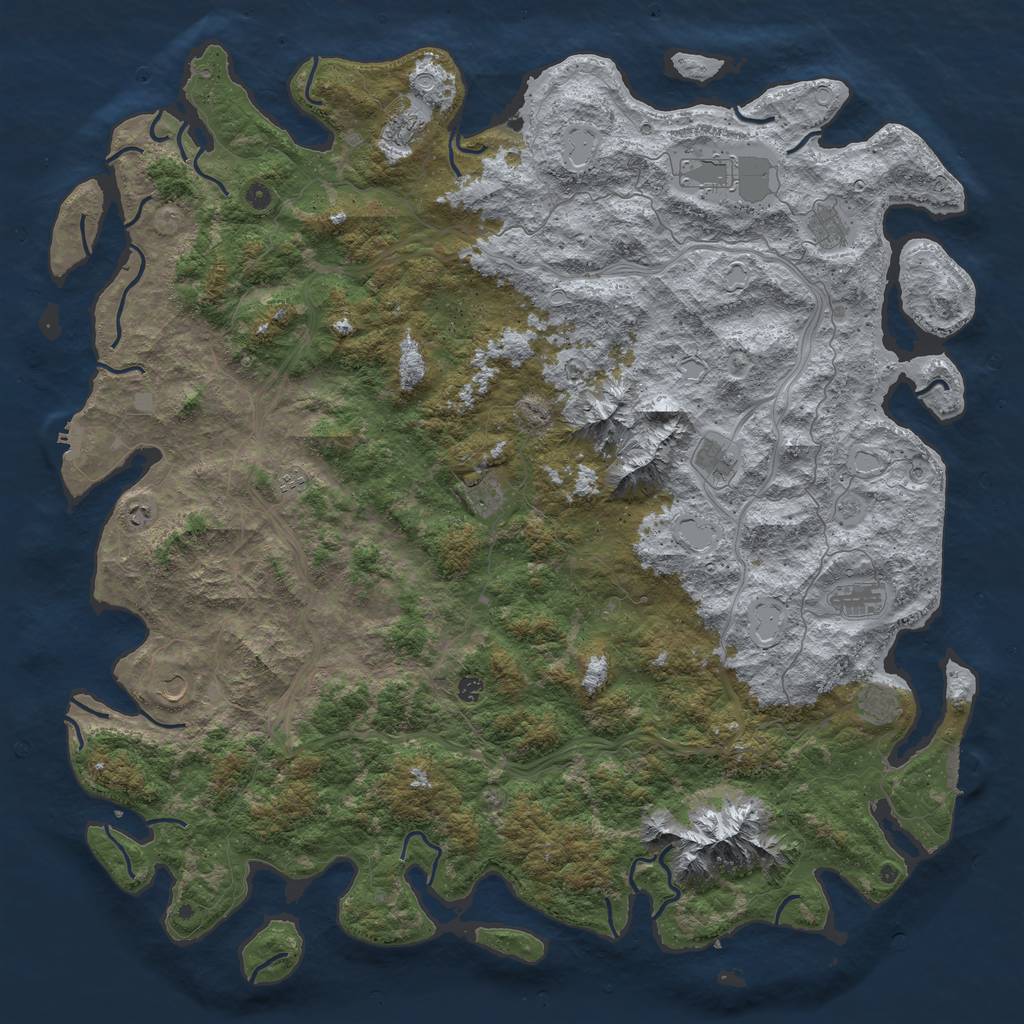 Rust Map: Procedural Map, Size: 6000, Seed: 58909438, 18 Monuments