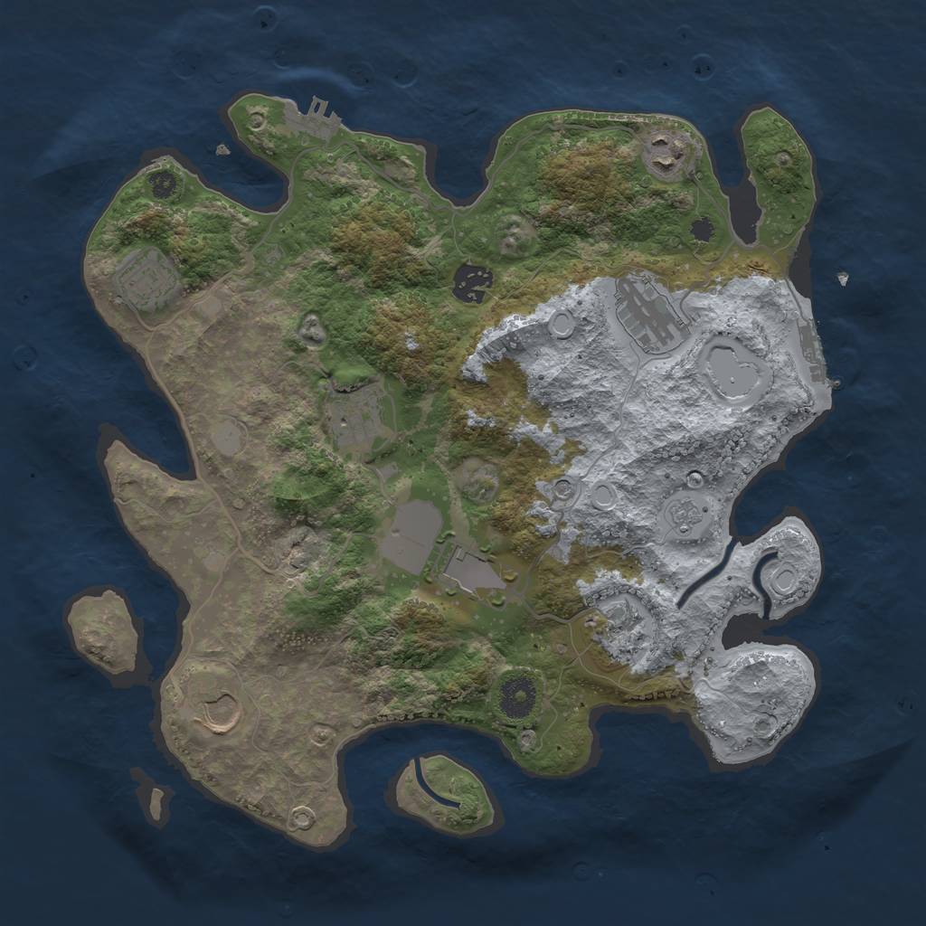 Rust Map: Procedural Map, Size: 3500, Seed: 1476089441, 15 Monuments