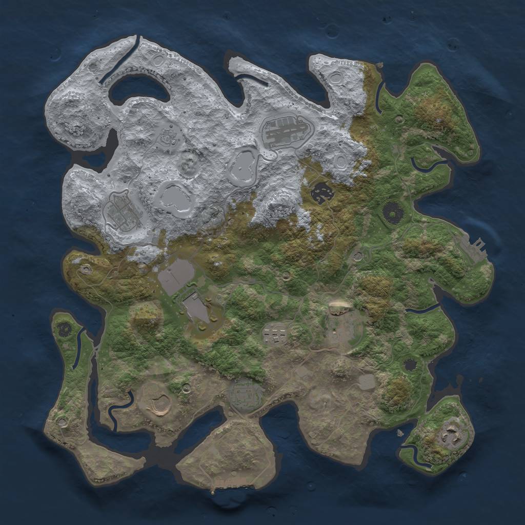Rust Map: Procedural Map, Size: 3700, Seed: 473629, 16 Monuments