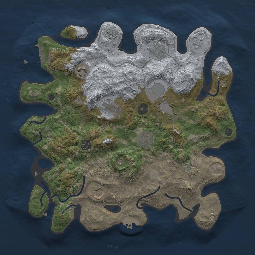 Rust Map: Procedural Map, Size: 3500, Seed: 682701042, 16 Monuments