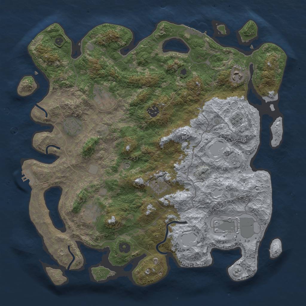 Rust Map: Procedural Map, Size: 4000, Seed: 735261639, 15 Monuments