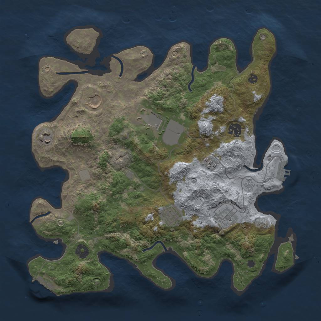 Rust Map: Procedural Map, Size: 3500, Seed: 486207636, 13 Monuments