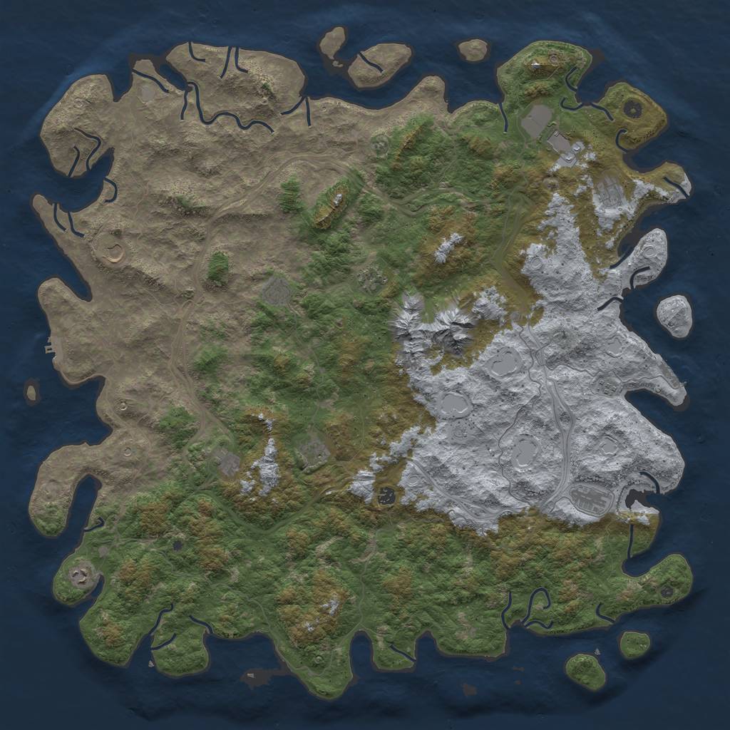 Rust Map: Procedural Map, Size: 6000, Seed: 8763, 18 Monuments