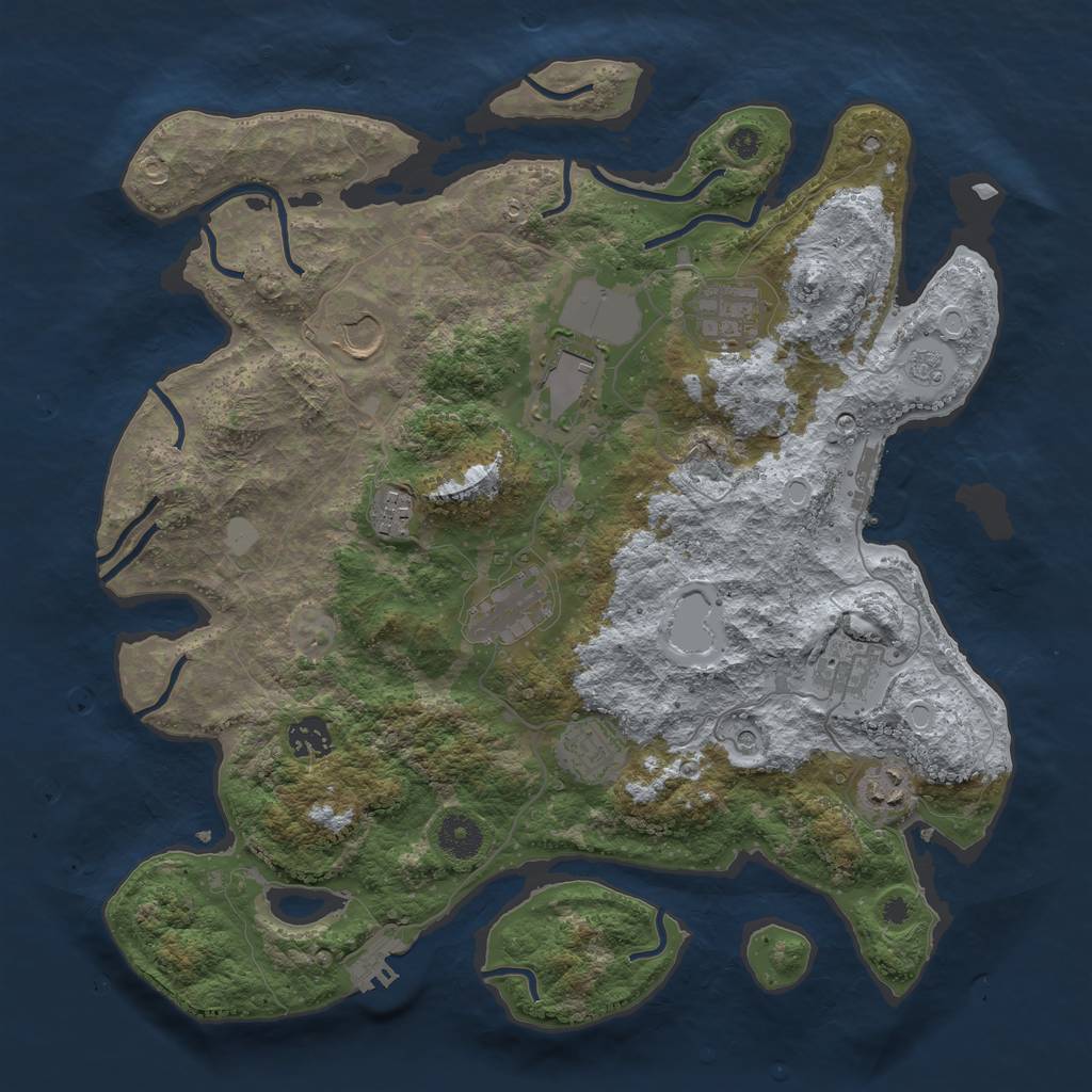 Rust Map: Procedural Map, Size: 3750, Seed: 69238109, 16 Monuments
