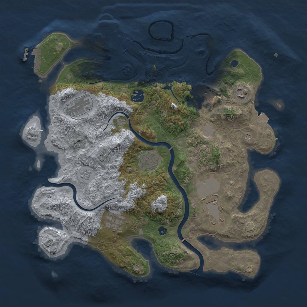Rust Map: Procedural Map, Size: 3500, Seed: 299755771, 14 Monuments