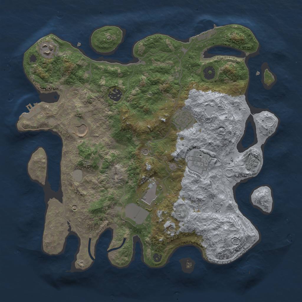 Rust Map: Procedural Map, Size: 3500, Seed: 1607095292, 14 Monuments