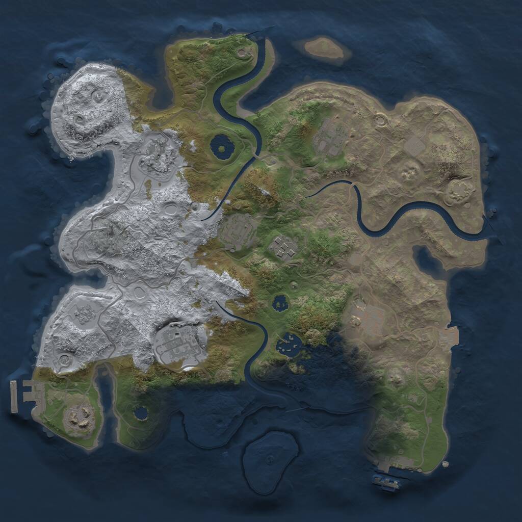 Rust Map: Procedural Map, Size: 3250, Seed: 1365471162, 14 Monuments
