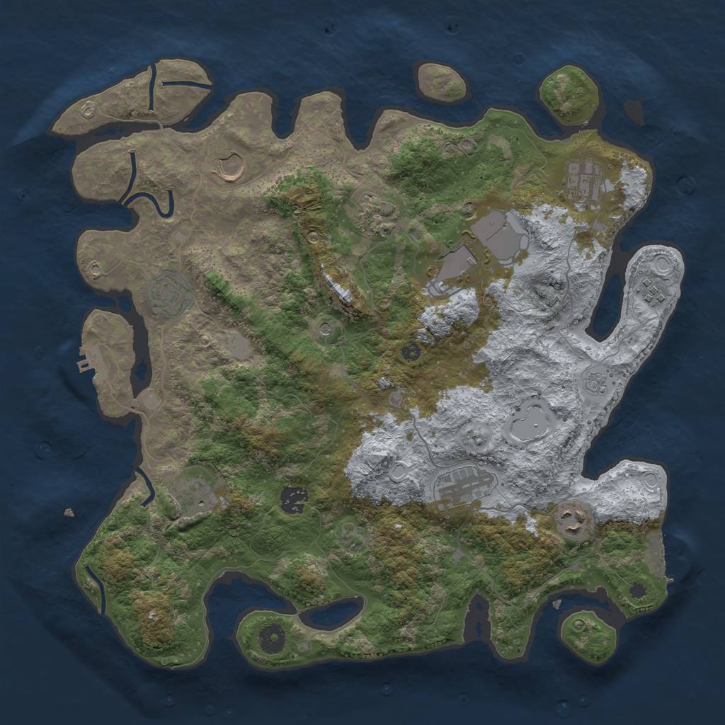 Rust Map: Procedural Map, Size: 3850, Seed: 1426875607, 17 Monuments