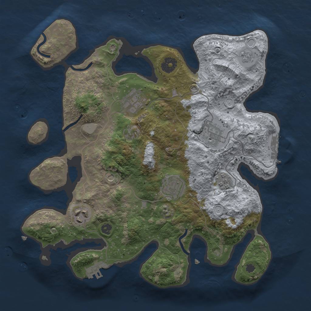 Rust Map: Procedural Map, Size: 3000, Seed: 624534139, 12 Monuments