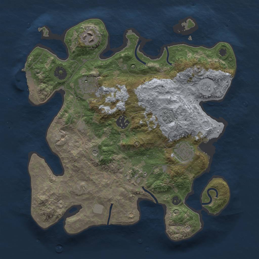 Rust Map: Procedural Map, Size: 3000, Seed: 1202707612, 12 Monuments