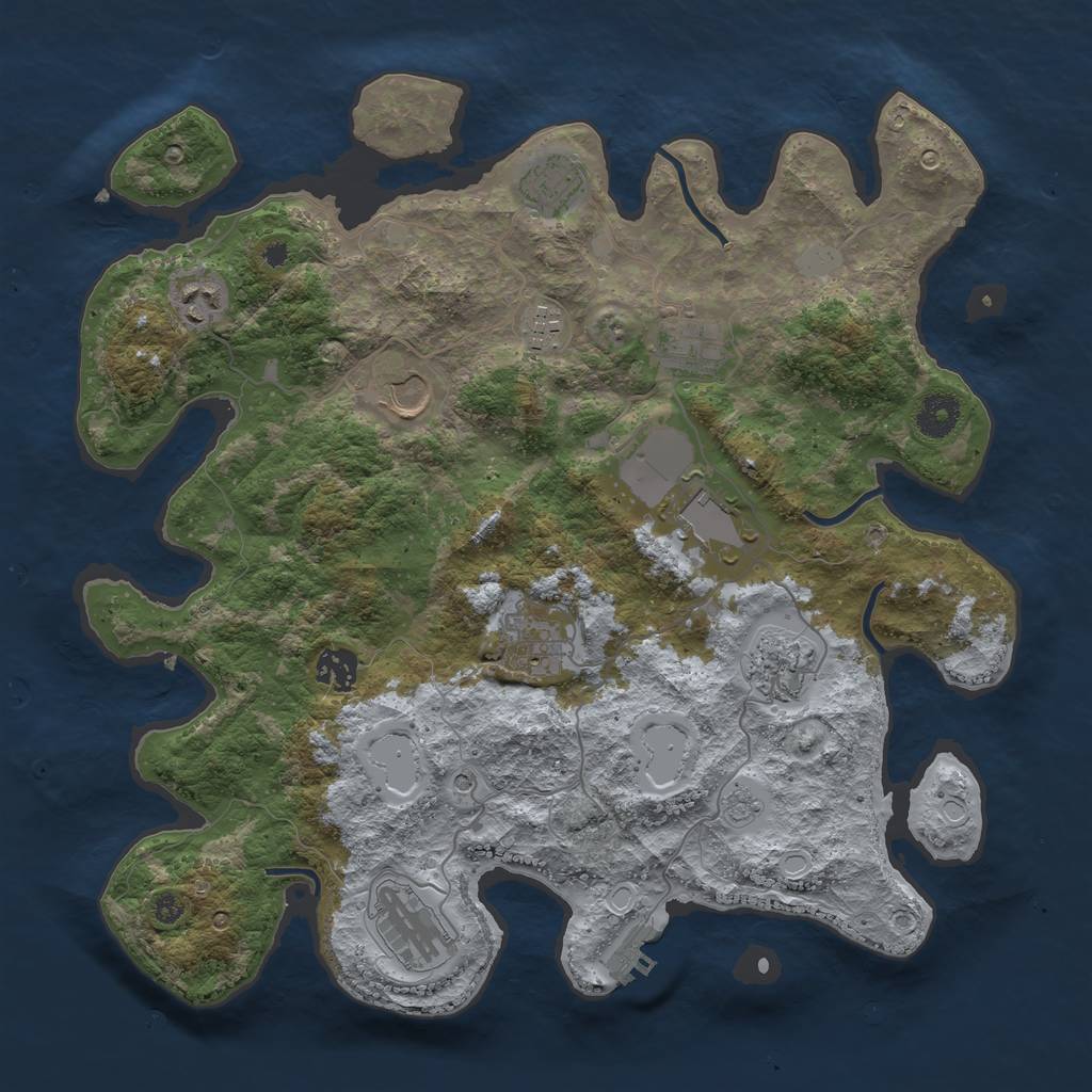 Rust Map: Procedural Map, Size: 3750, Seed: 1055232850, 16 Monuments