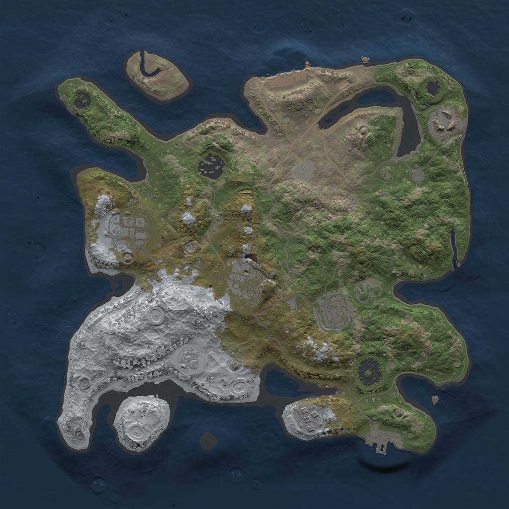 Rust Map: Procedural Map, Size: 3000, Seed: 487421438, 12 Monuments