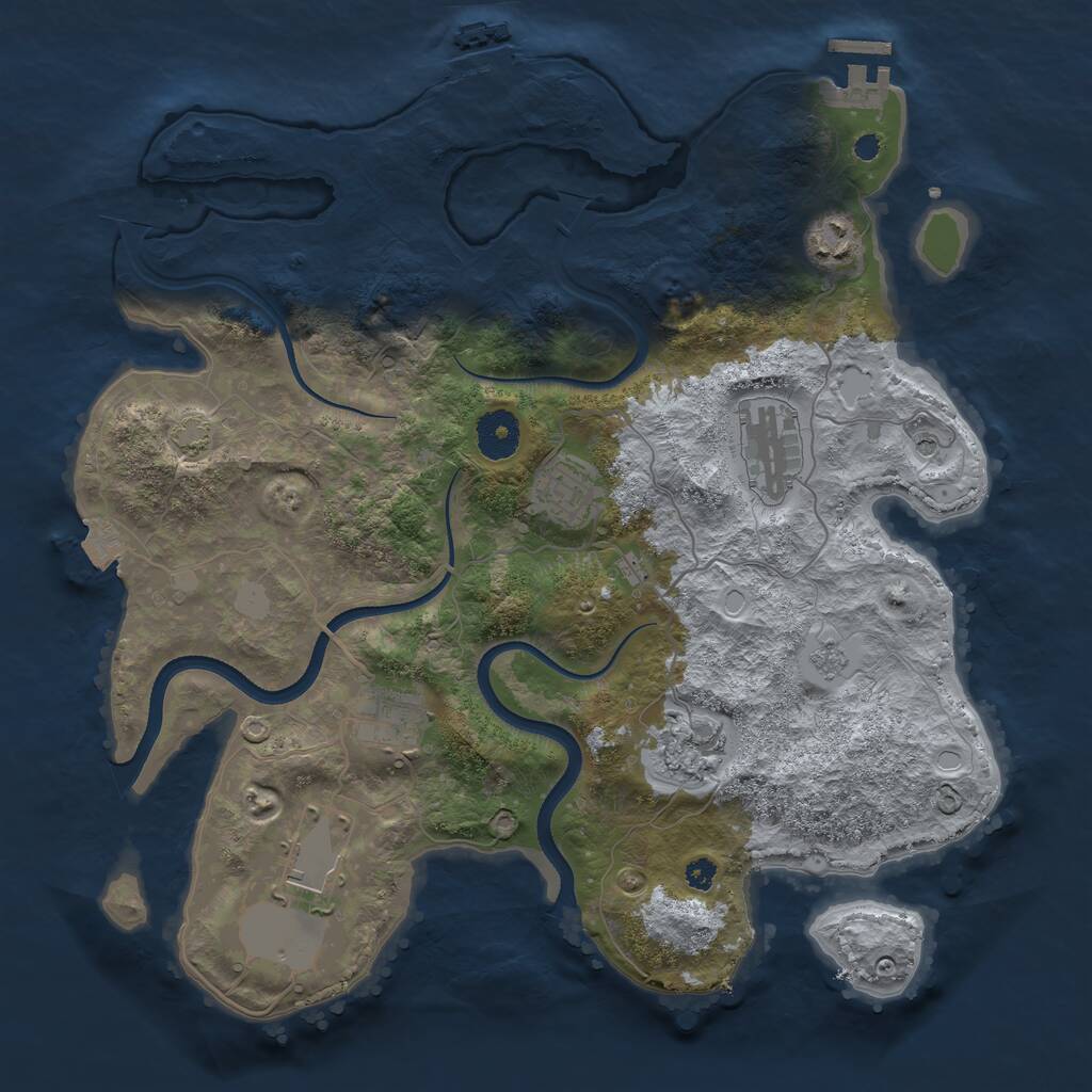 Rust Map: Procedural Map, Size: 3500, Seed: 1340573965, 12 Monuments