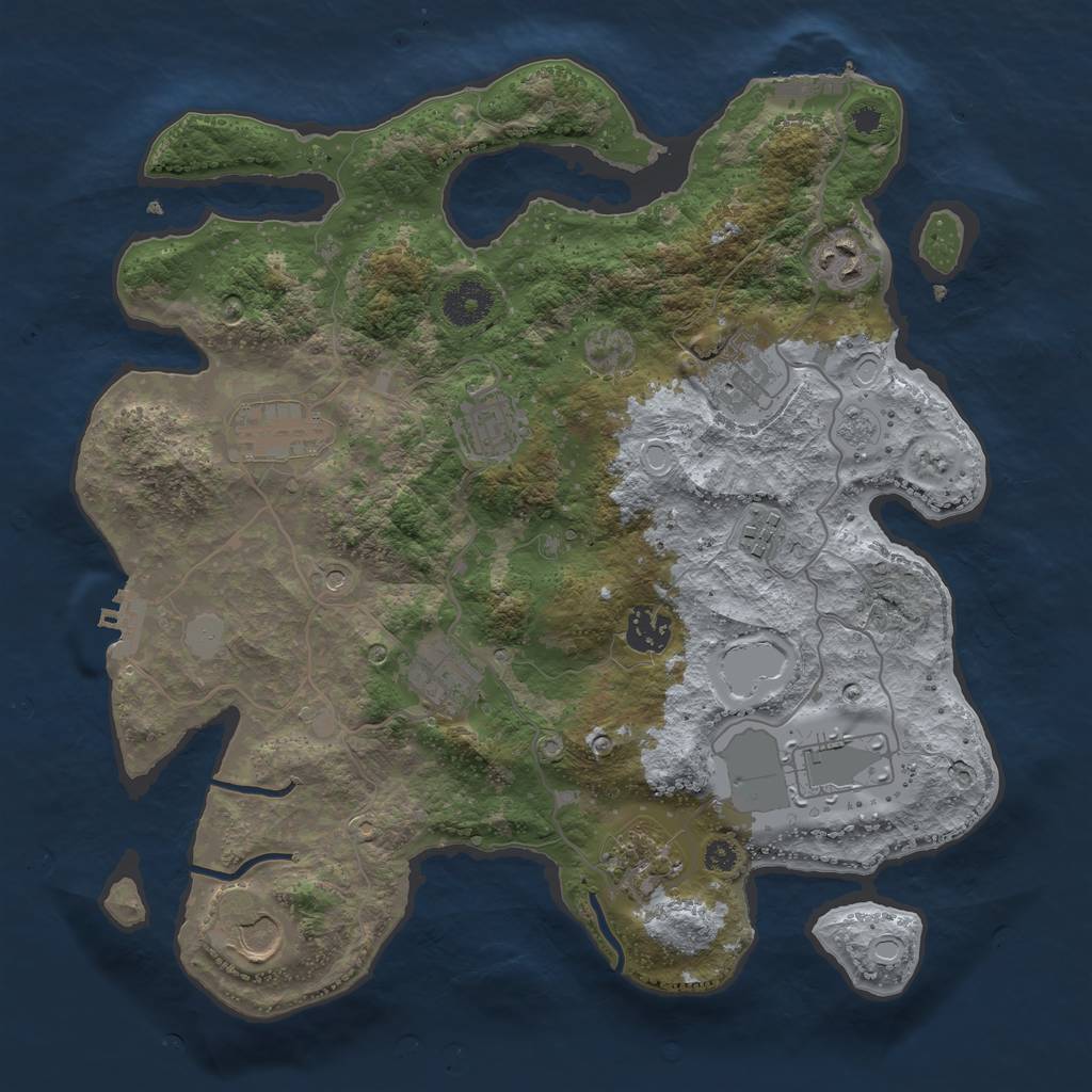 Rust Map: Procedural Map, Size: 3500, Seed: 1340573965, 17 Monuments