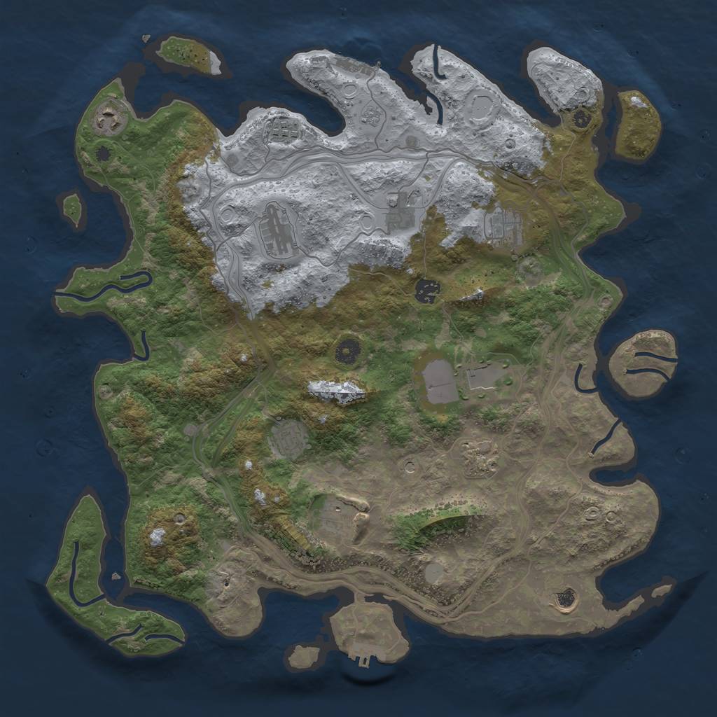 Rust Map: Procedural Map, Size: 4250, Seed: 720274587, 18 Monuments