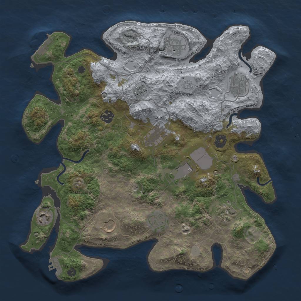 Rust Map: Procedural Map, Size: 3500, Seed: 1728180030, 17 Monuments