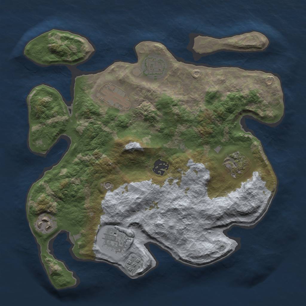 Rust Map: Barren, Size: 3000, Seed: 979716250, 10 Monuments