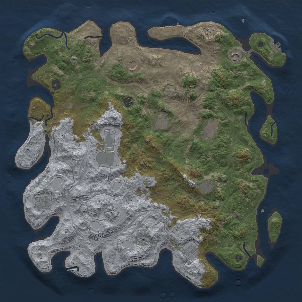 Rust Map: Procedural Map, Size: 4500, Seed: 1583424229, 18 Monuments