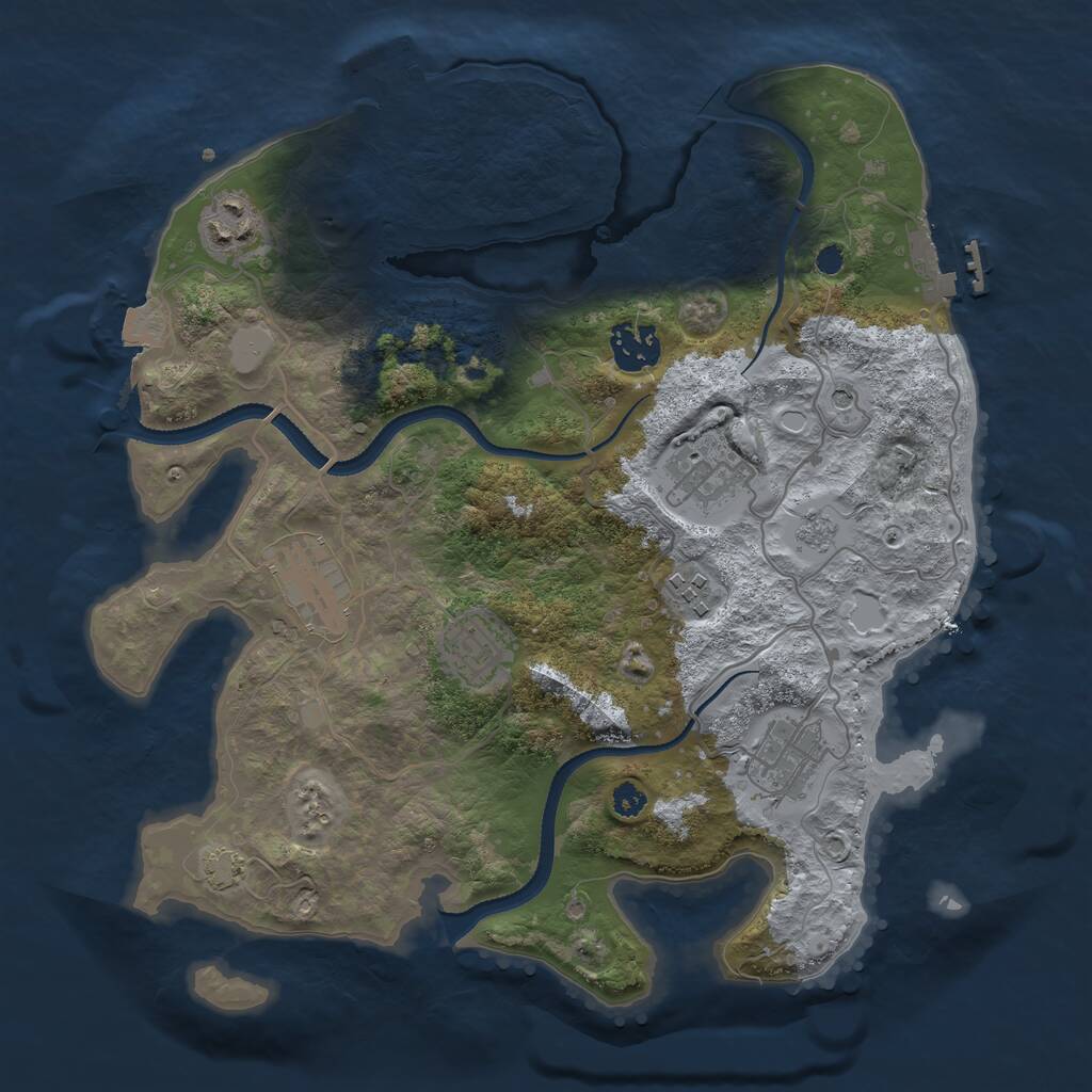 Rust Map: Procedural Map, Size: 3250, Seed: 290728951, 13 Monuments