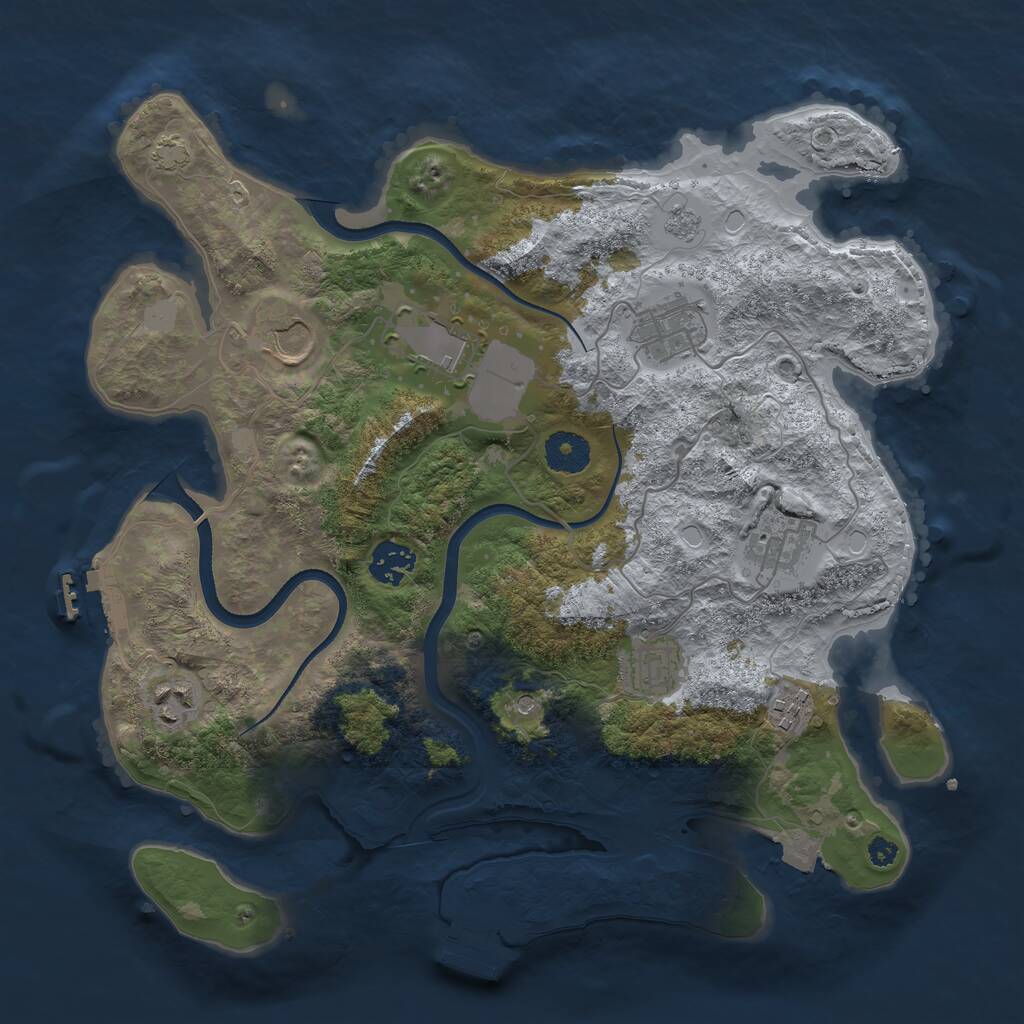 Rust Map: Procedural Map, Size: 3500, Seed: 1912094592, 14 Monuments