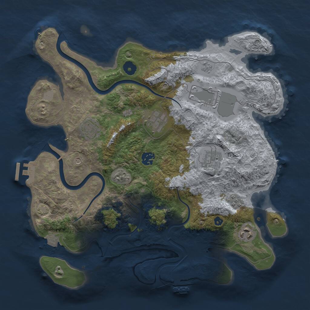 Rust Map: Procedural Map, Size: 3500, Seed: 1912094592, 13 Monuments