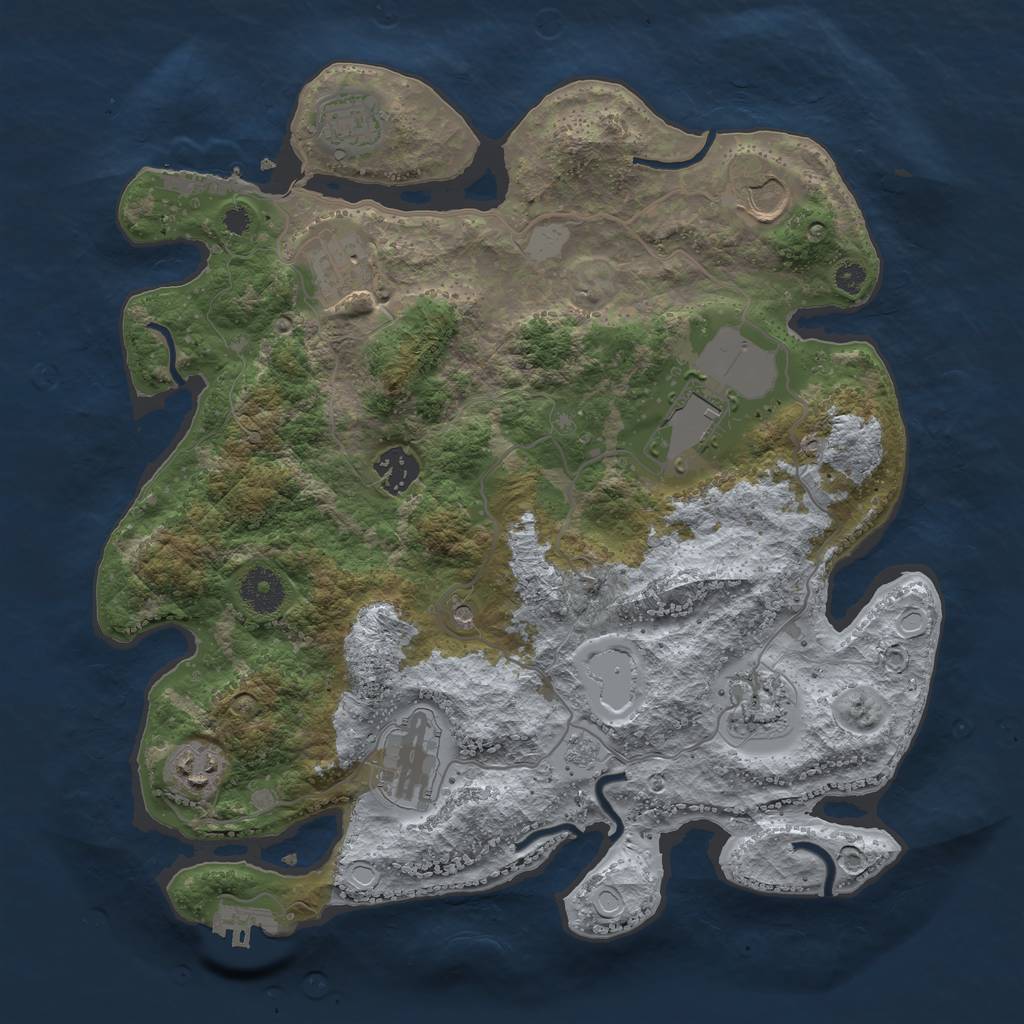 Rust Map: Procedural Map, Size: 3500, Seed: 863494427, 15 Monuments