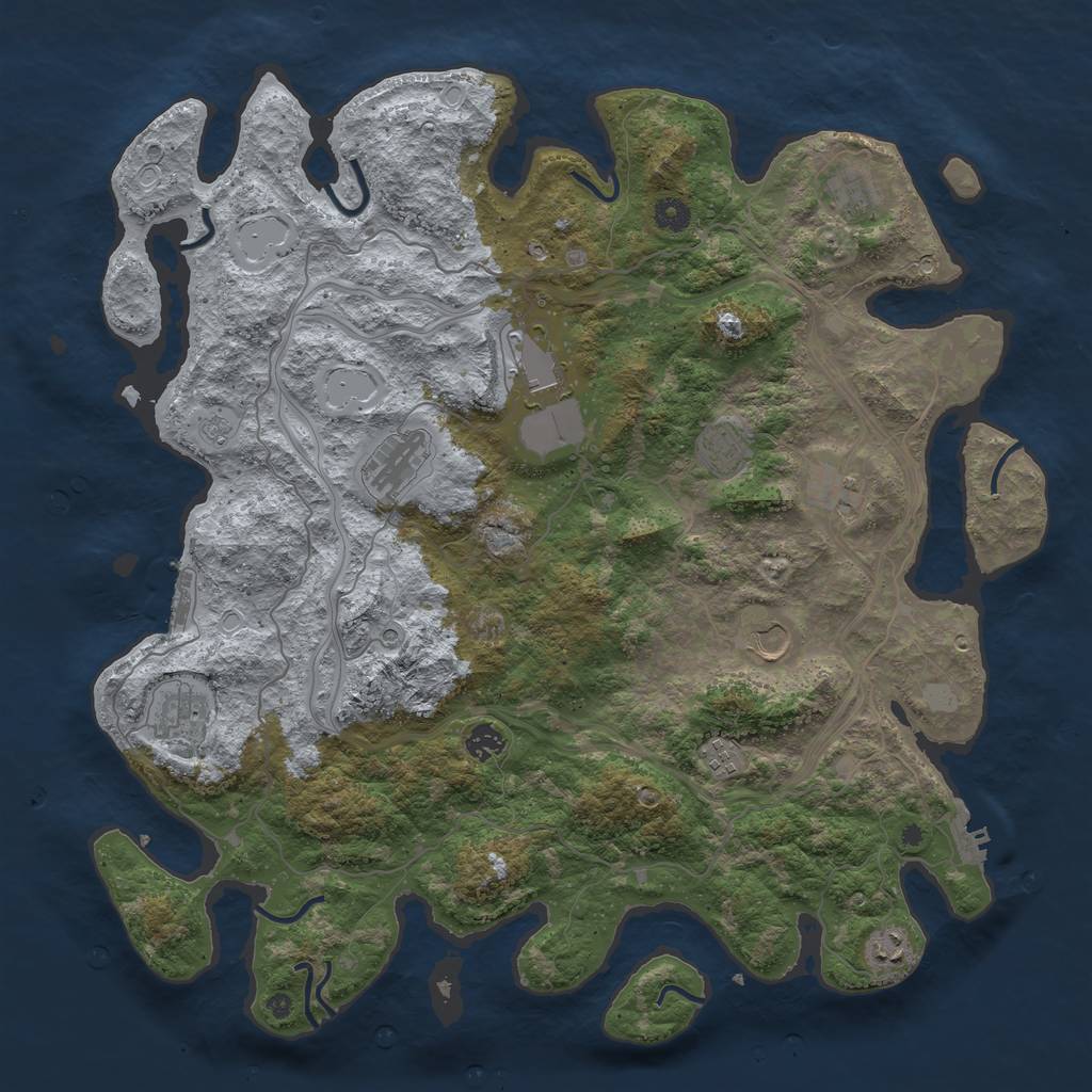 Rust Map: Procedural Map, Size: 4500, Seed: 305466233, 17 Monuments