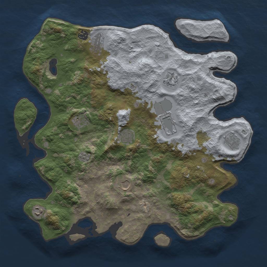 Rust Map: Barren, Size: 4000, Seed: 988345, 13 Monuments