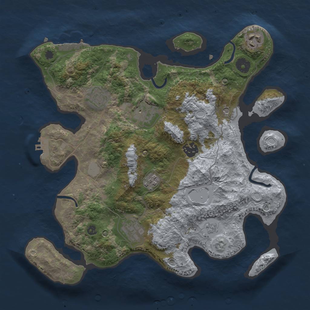 Rust Map: Procedural Map, Size: 3200, Seed: 456561541, 13 Monuments
