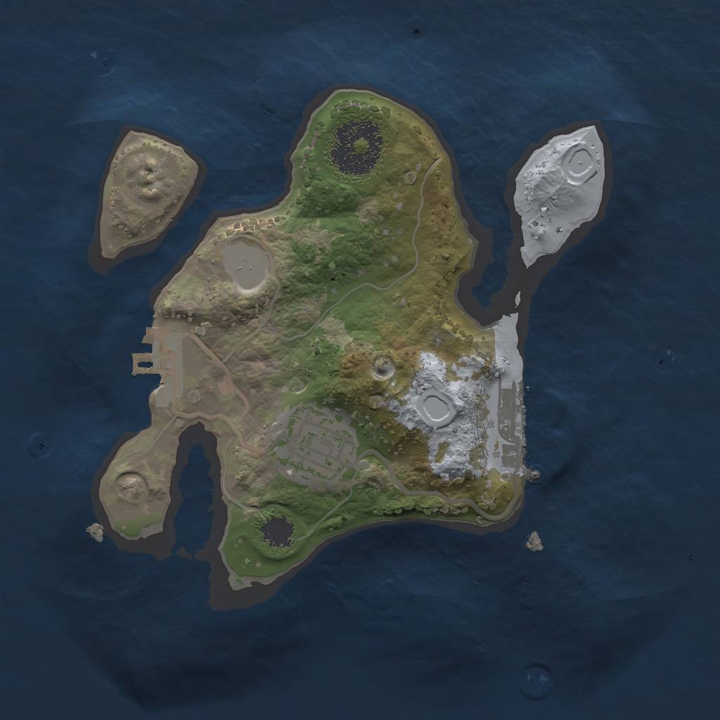 Rust Map: Procedural Map, Size: 2000, Seed: 347645734, 6 Monuments