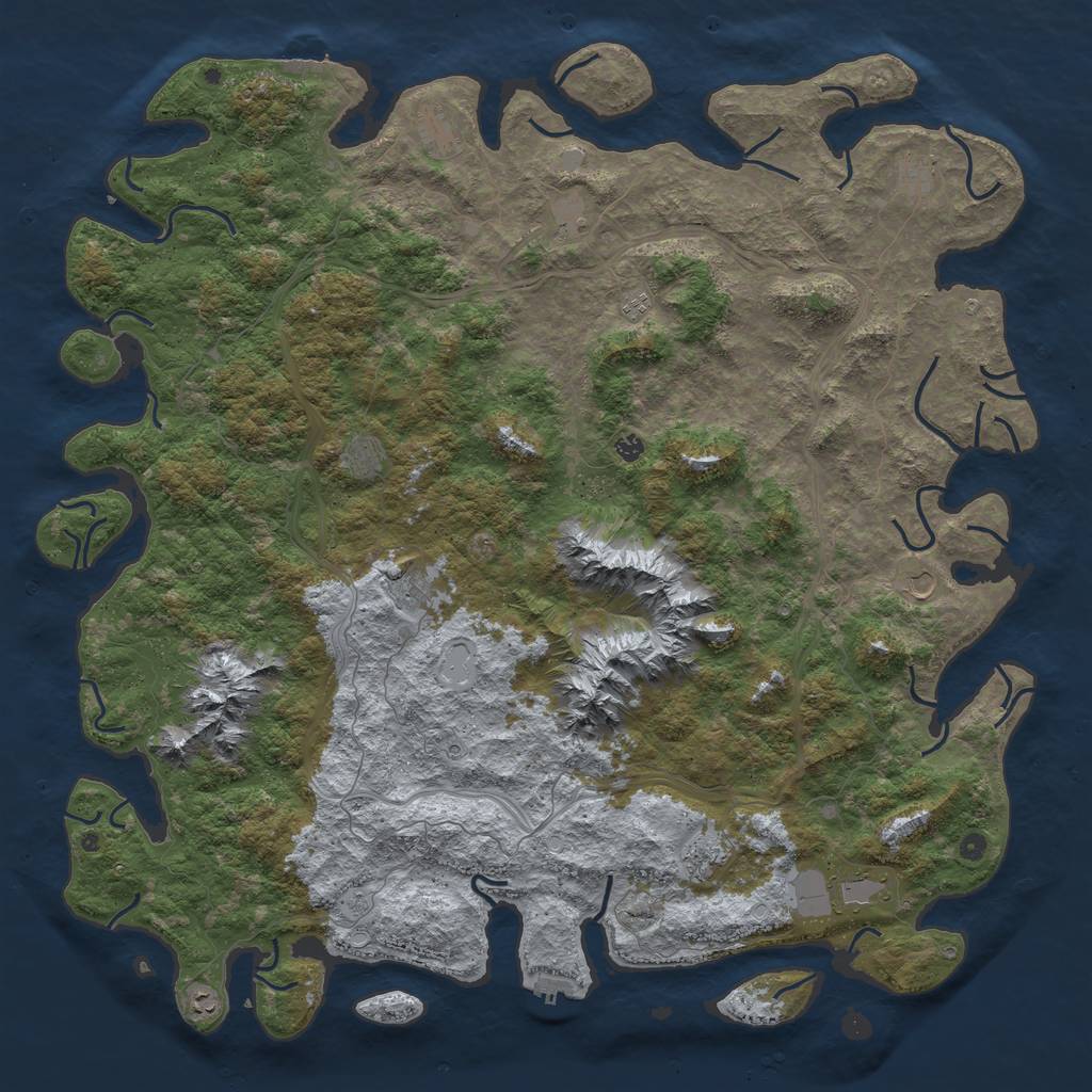 Rust Map: Procedural Map, Size: 6000, Seed: 892151525, 18 Monuments