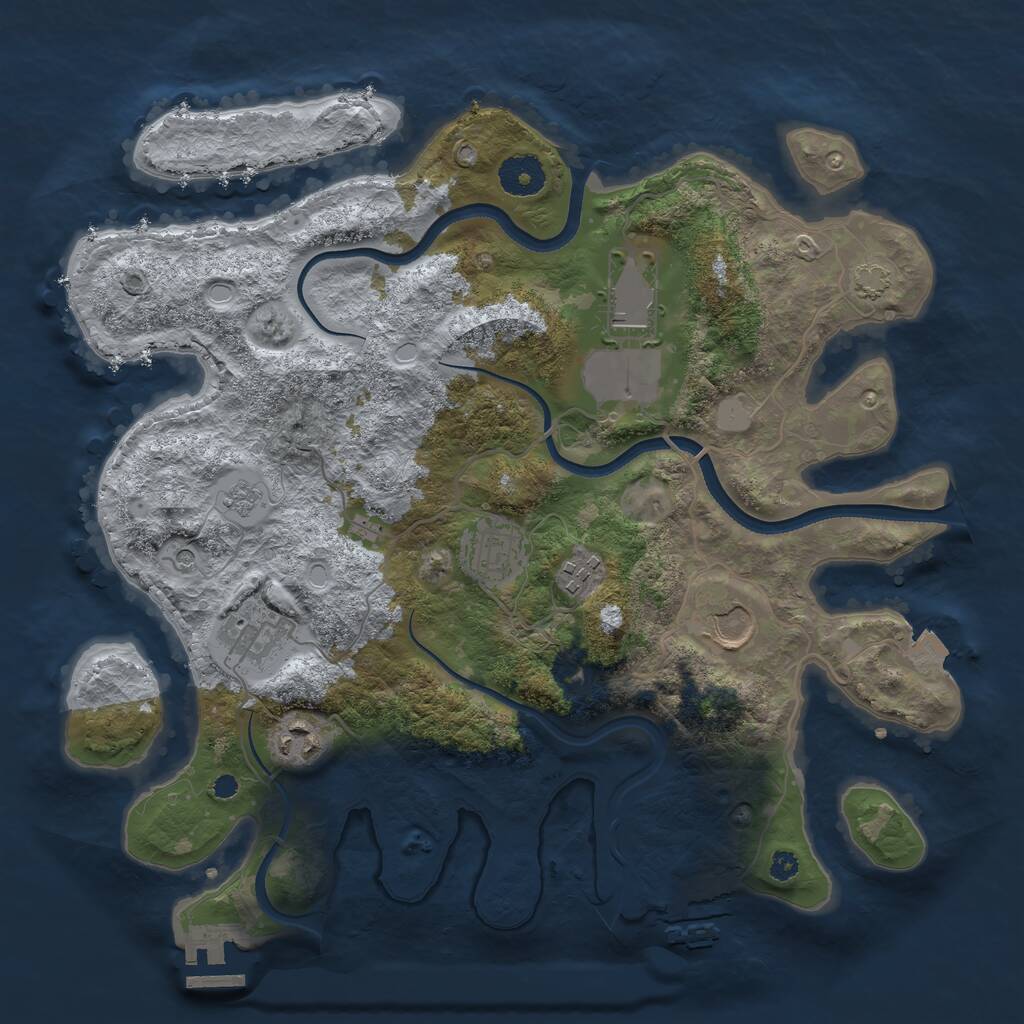 Rust Map: Procedural Map, Size: 3500, Seed: 856090793, 12 Monuments